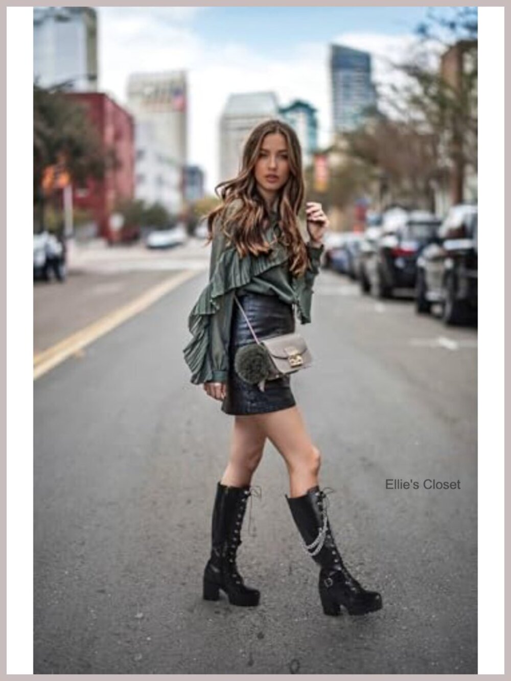 Knee High Lace Up Platform Combat Boots Faux Leather Chunky Block Heel - Picture 5 of 6